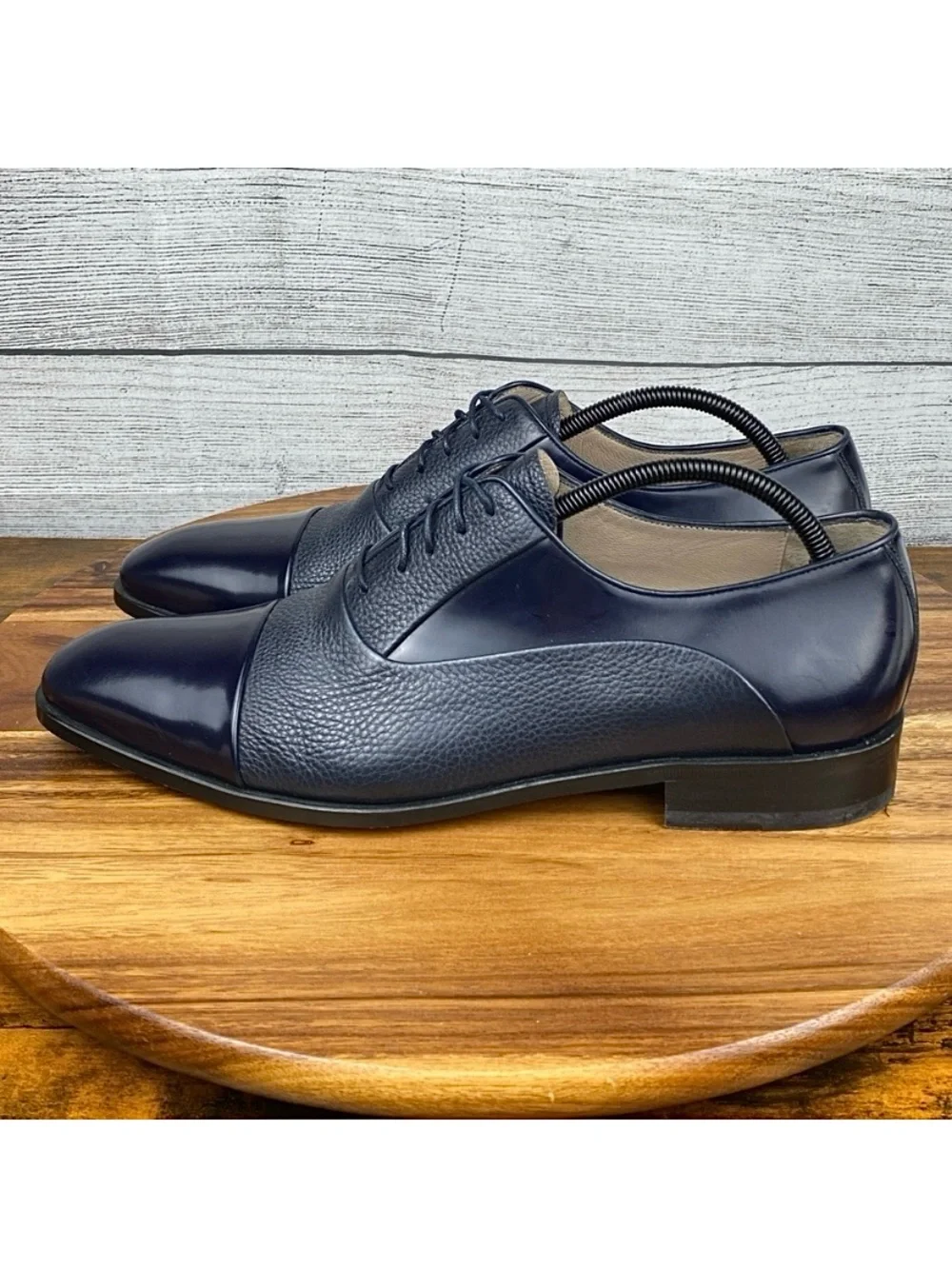 Pelle Line Bryan Cap Toe Deer Skin Navy Leather Oxford Men’s Size 11 EU 44